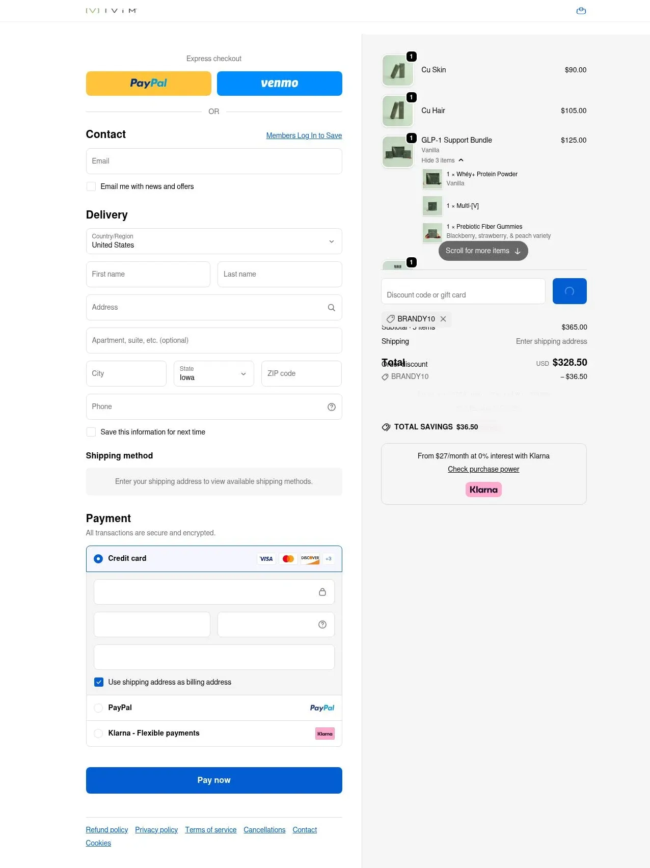 ivim_health_checkout page